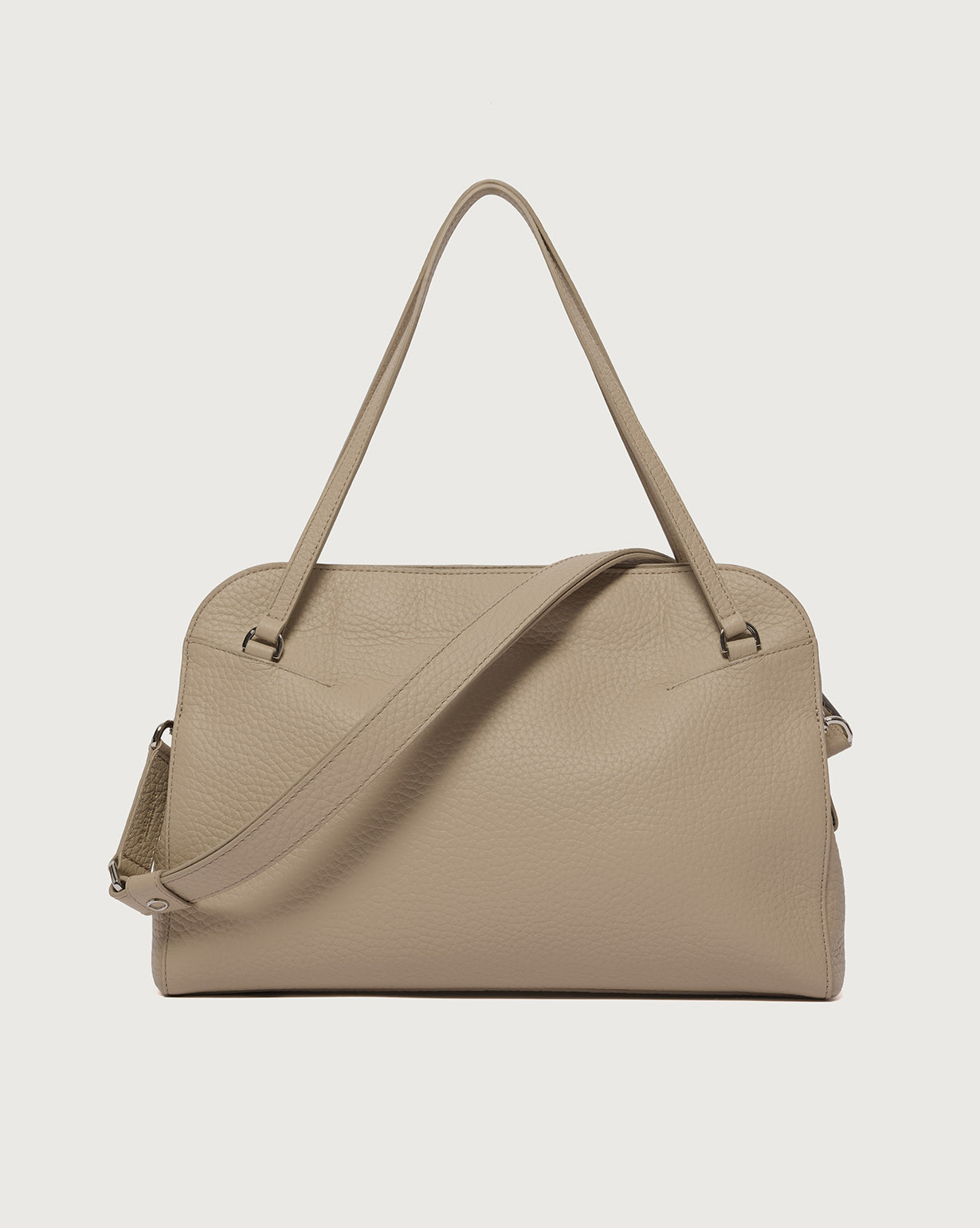 ORCIANI Lido Soft Midi grained leather shoulder bag. , color Sand