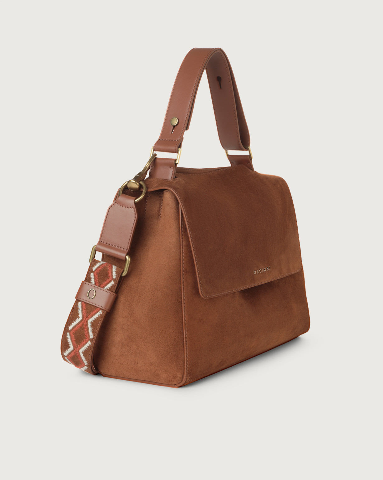 ORCIANI Sveva Naif medium suede leather shoulder bag with