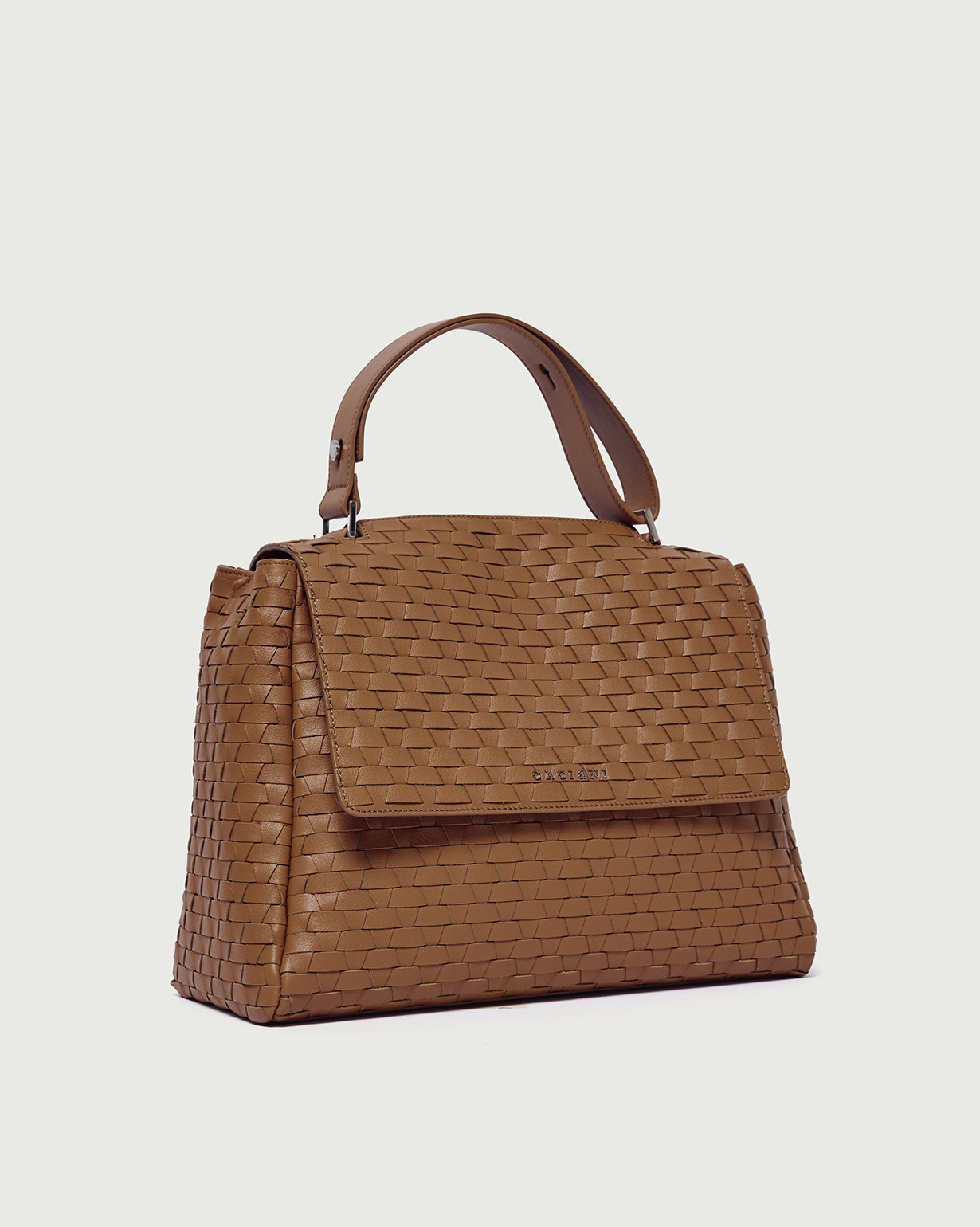 ORCIANI Sveva Nappa Woven Midi leather shoulder bag color Amber