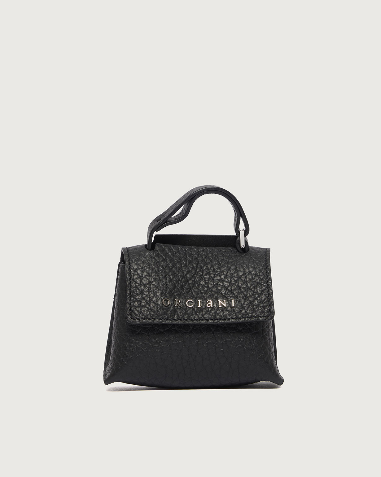 ORCIANI Mini Sveva Soft leather bag charm. , color Black