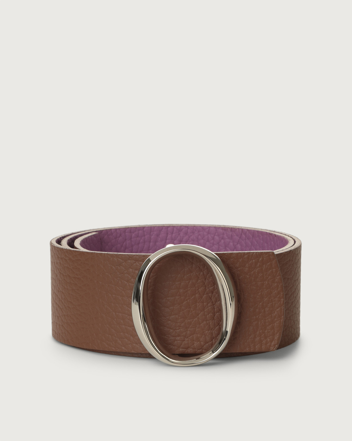 ORCIANI Soft Double high-waist leather belt. , color Lily+Brown