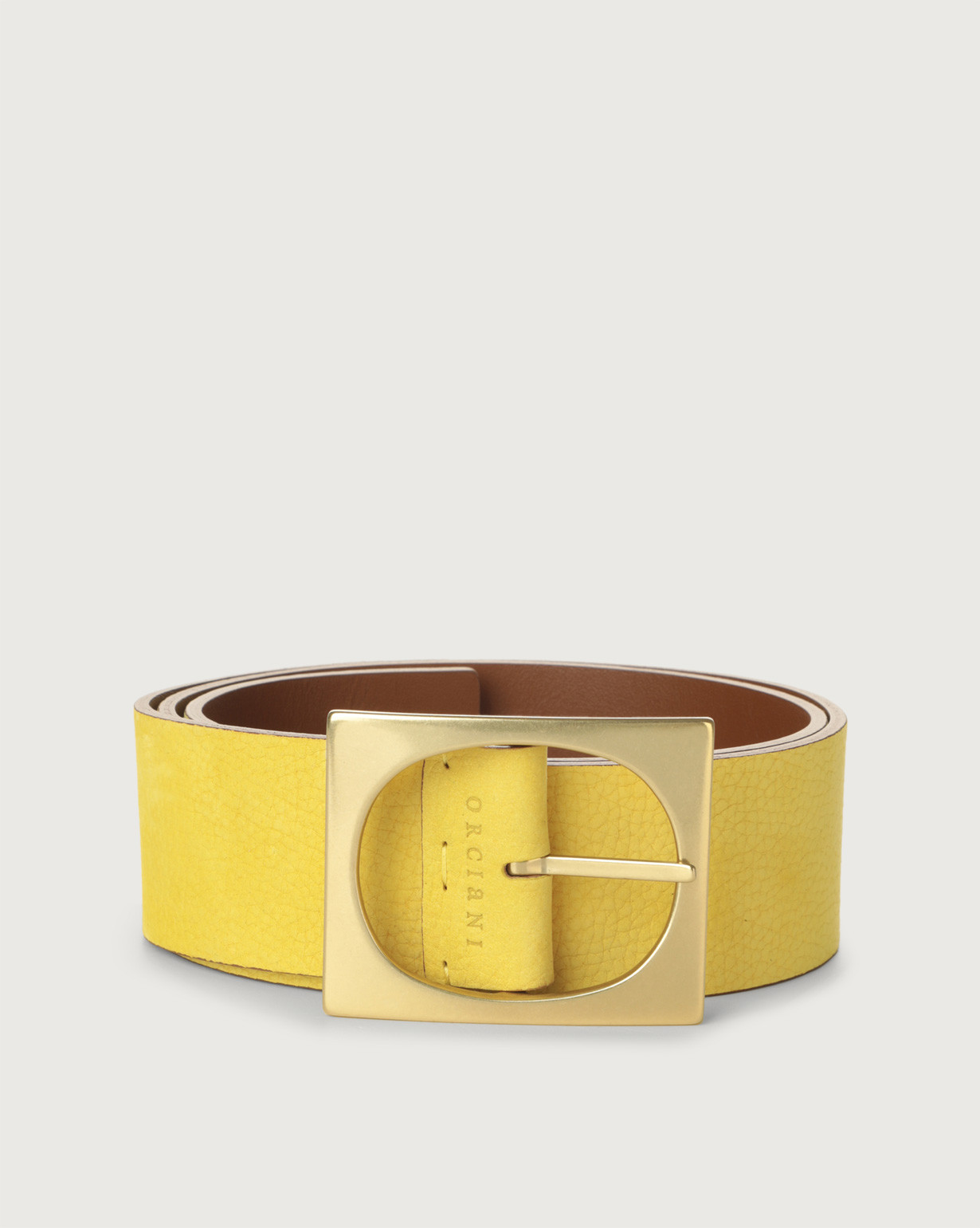 ORCIANI Nabucco Tan nubuck leather reversible belt 5 cm 