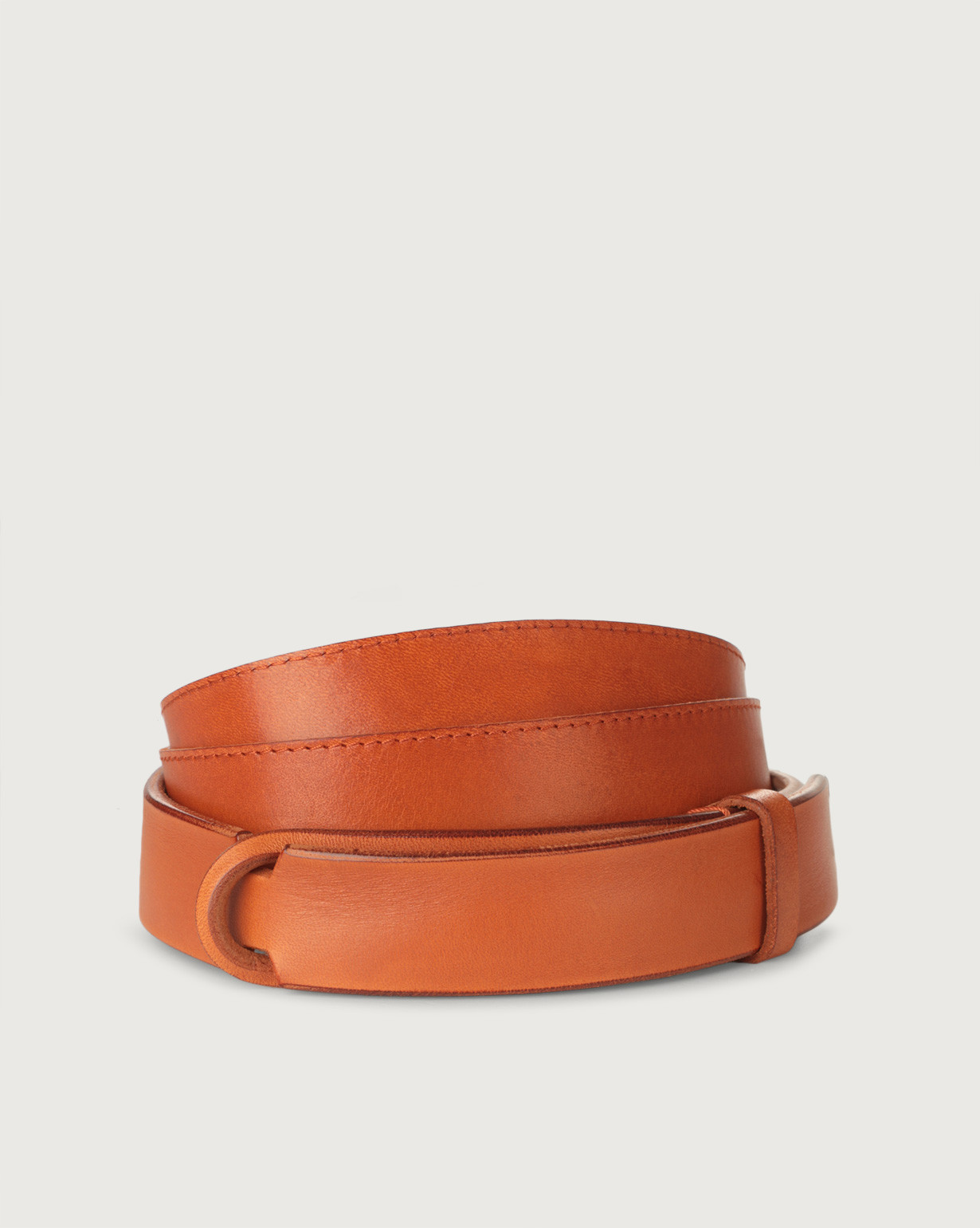 ORCIANI Dive leather Nobuckle belt. , color Orange