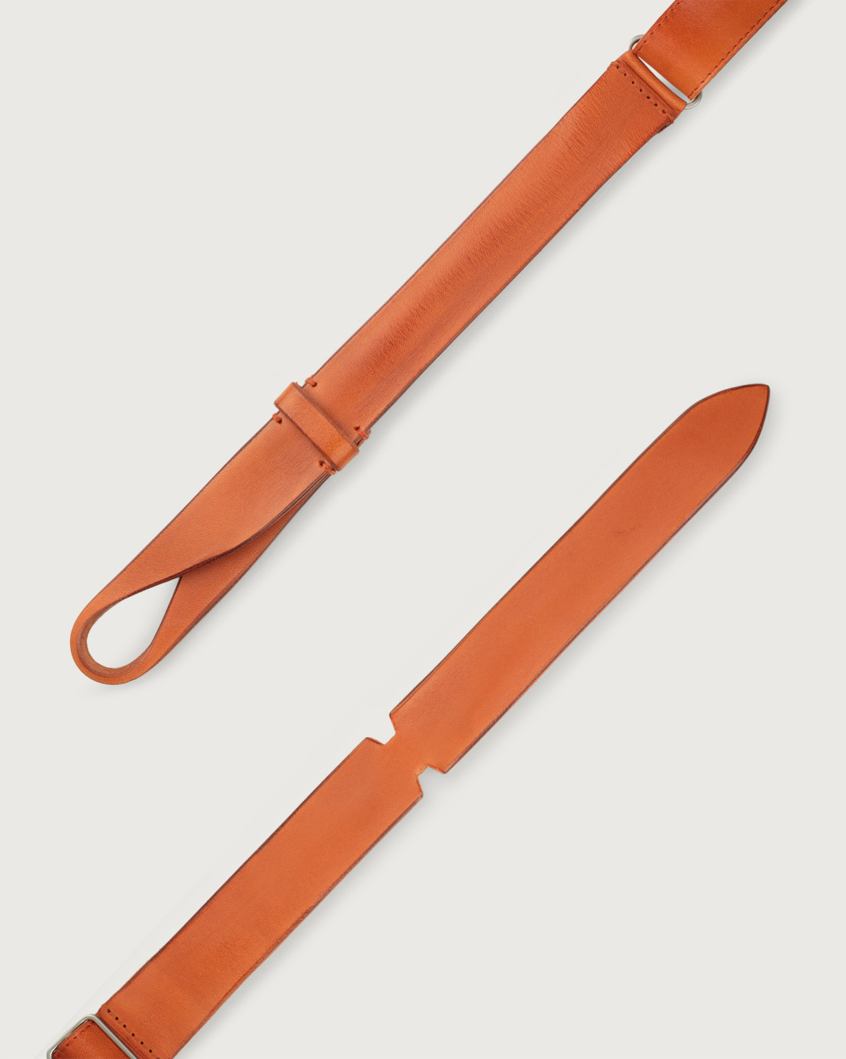 ORCIANI Dive leather Nobuckle belt. , color Orange