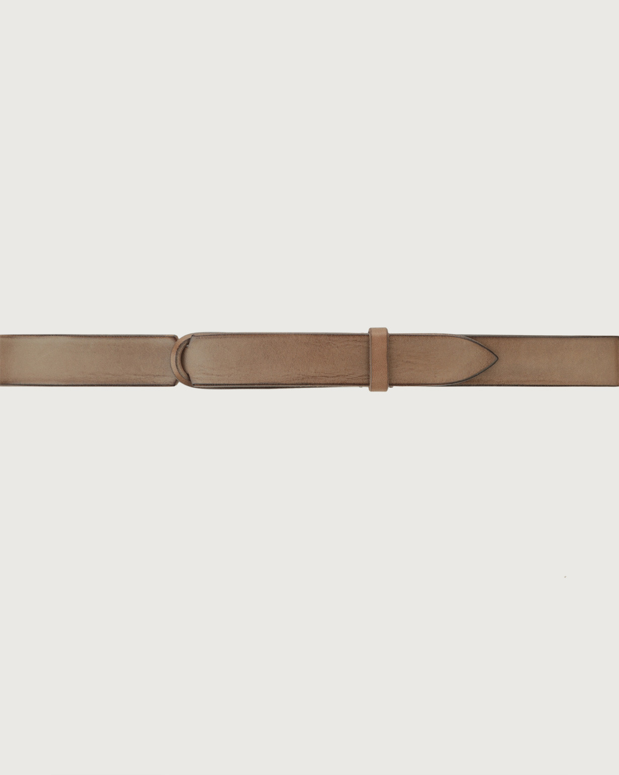 ORCIANI Dive leather Nobuckle belt. , color Mud