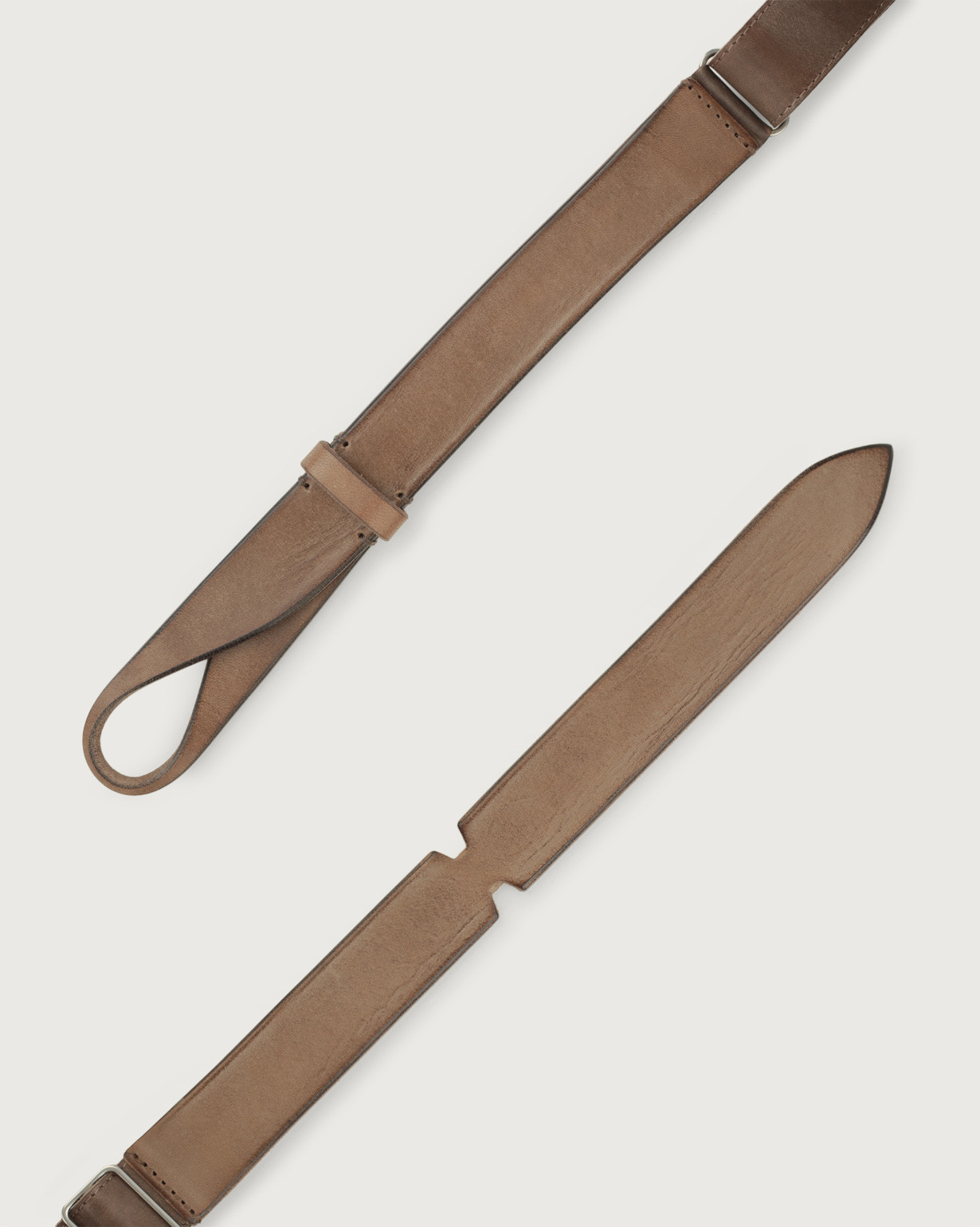 ORCIANI Dive leather Nobuckle belt. , color Mud