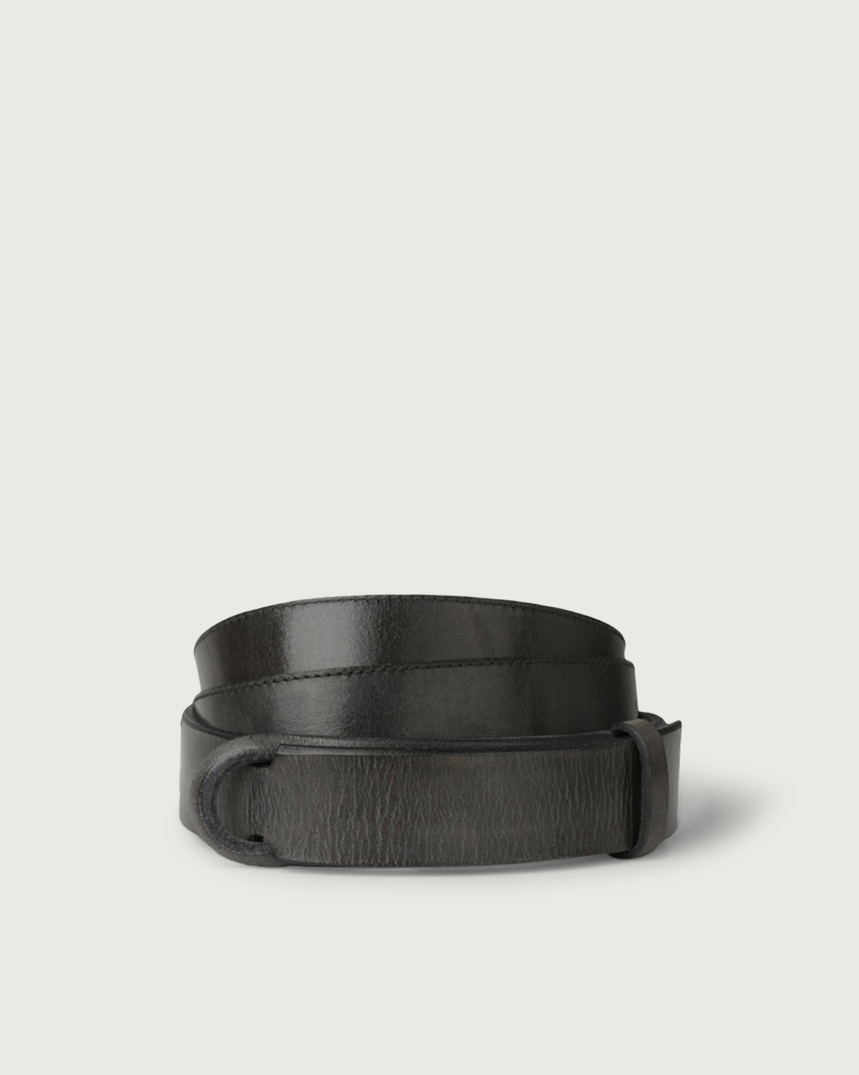 ORCIANI Dive leather Nobuckle belt. , color Dark grey