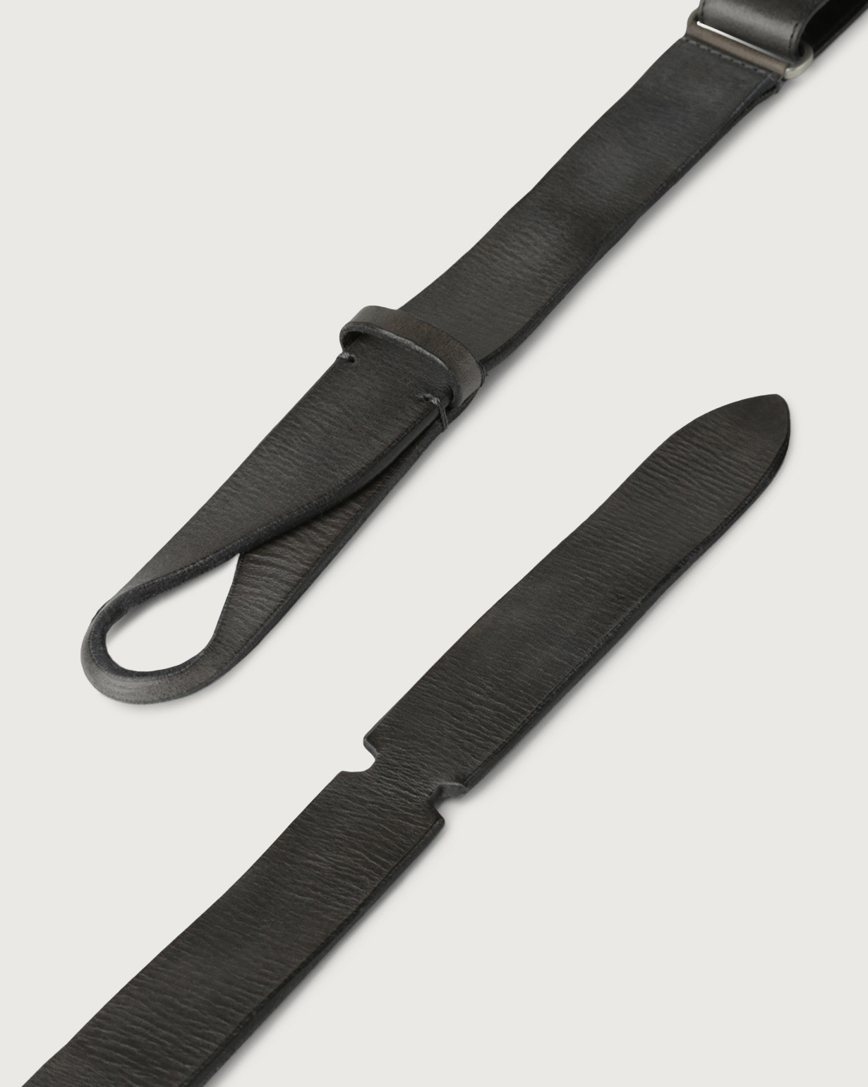 ORCIANI Dive leather Nobuckle belt. , color Dark grey