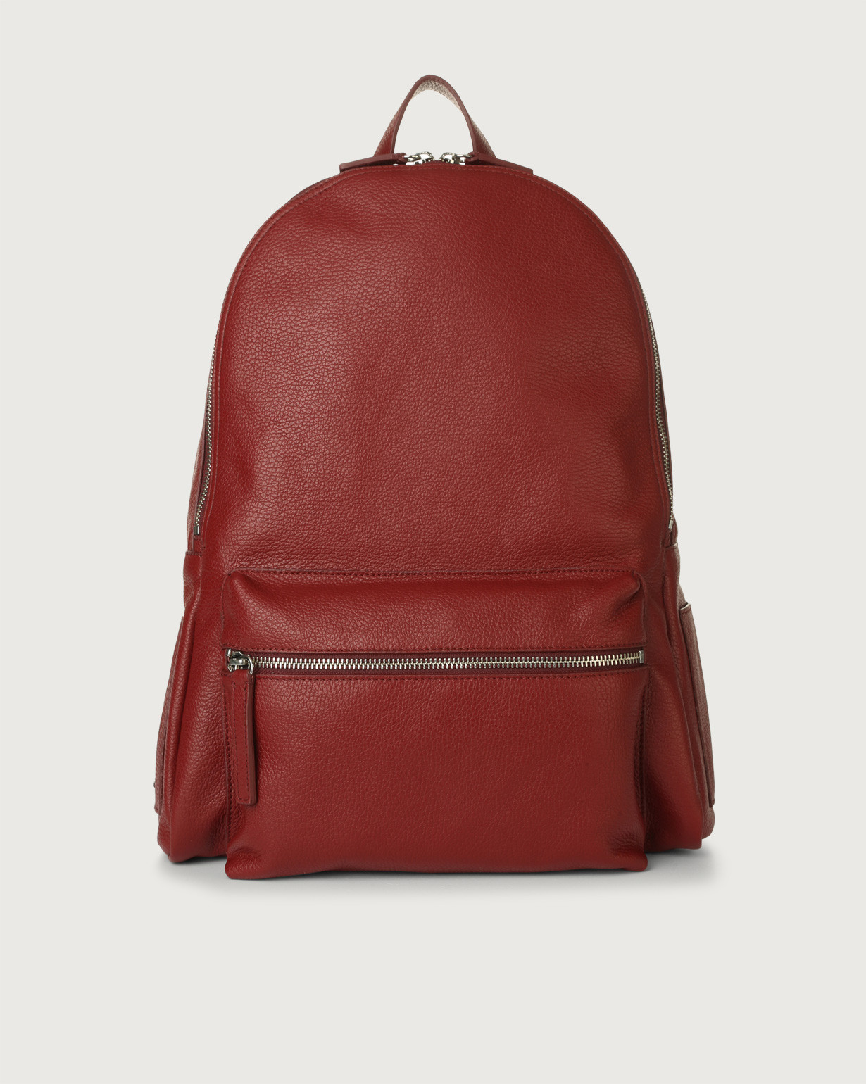 Women Zipped Backpack In Burgundy Leather