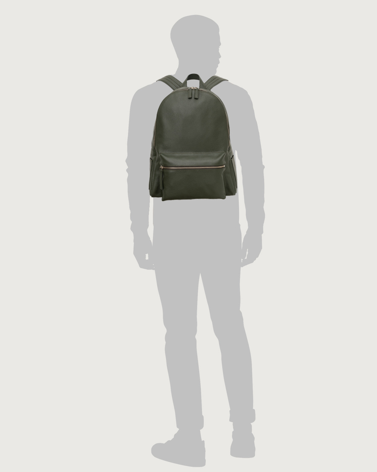 ORCIANI Laio Micron Leather Backpack. , color Olive green