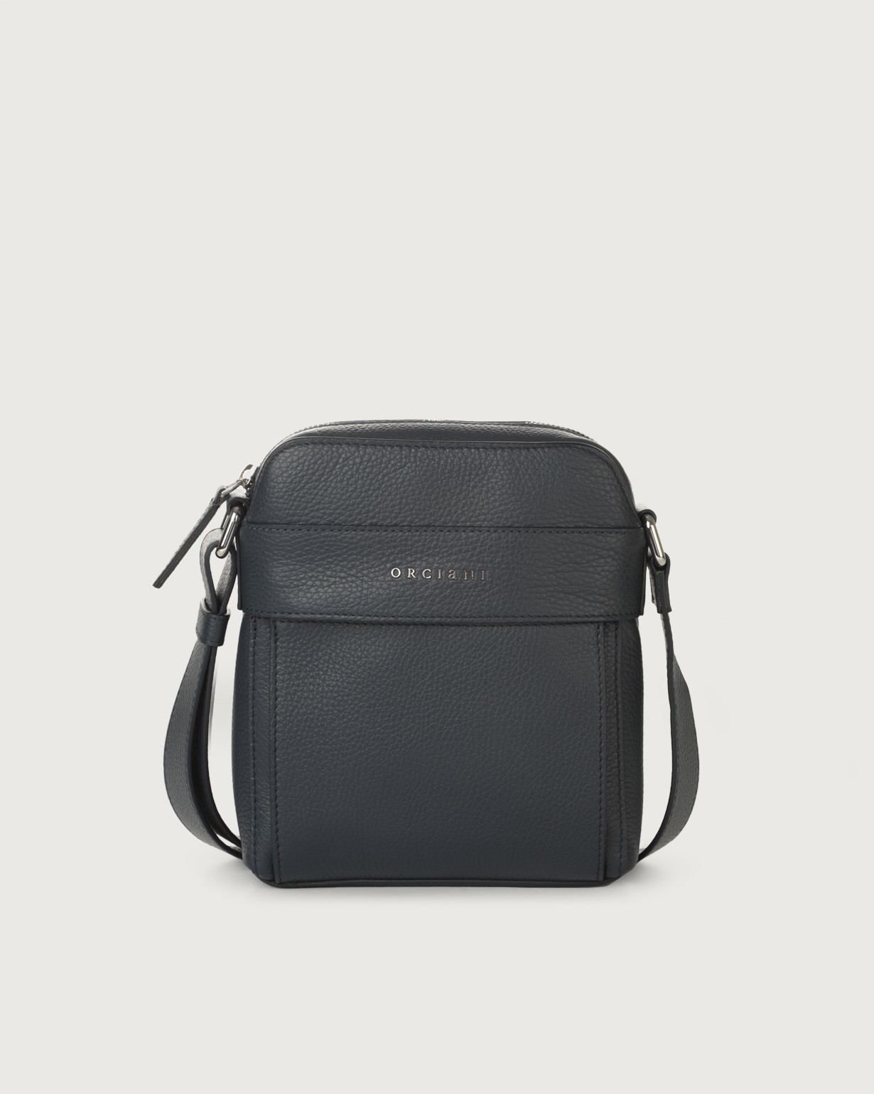 ORCIANI Micron leather mini messenger bag. , color Navy