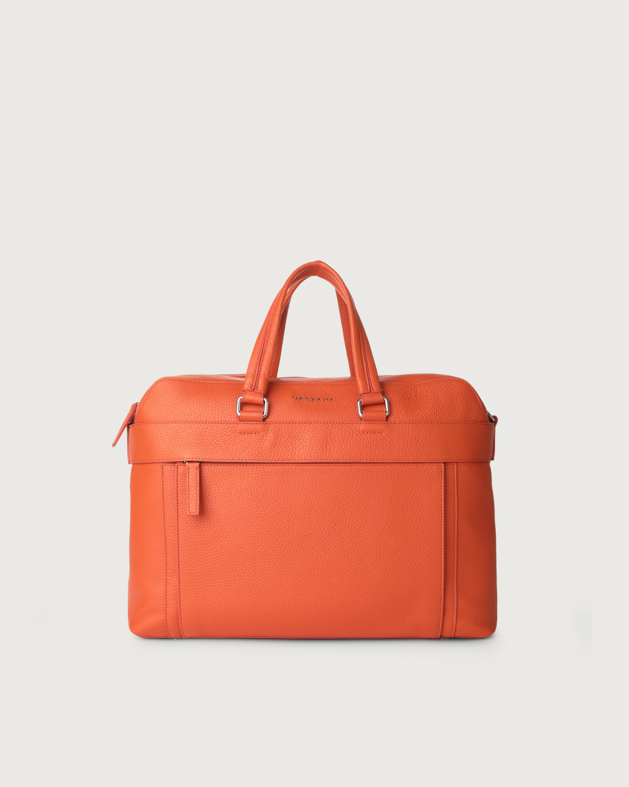 ORCIANI Micron leather briefcase. , color Orange