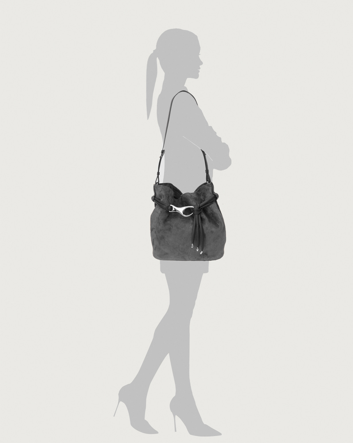 ORCIANI Dori Soft leather bucket bag with strap. , color Kiwi