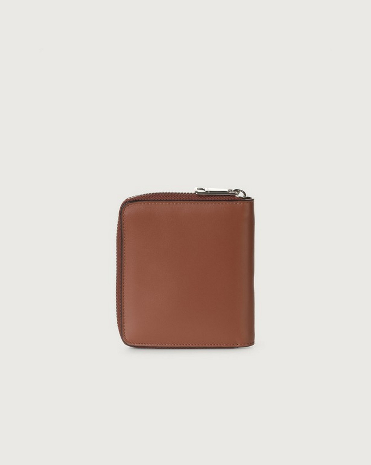 ORCIANI Liberty small leather wallet with zip. , color Cognac