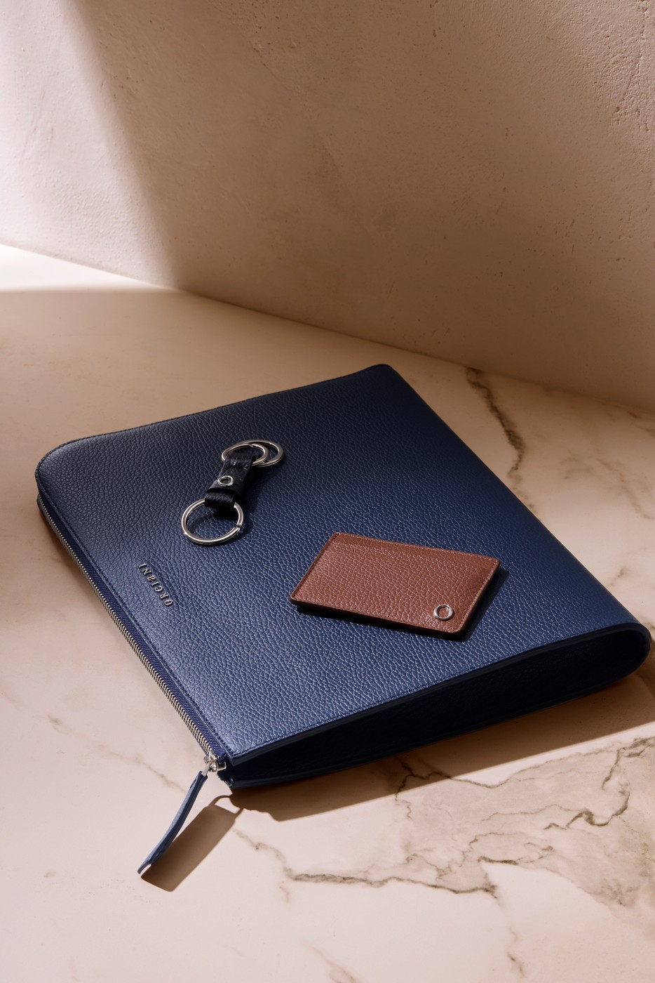 ORCIANI Micron leather Card Case. , color Cognac