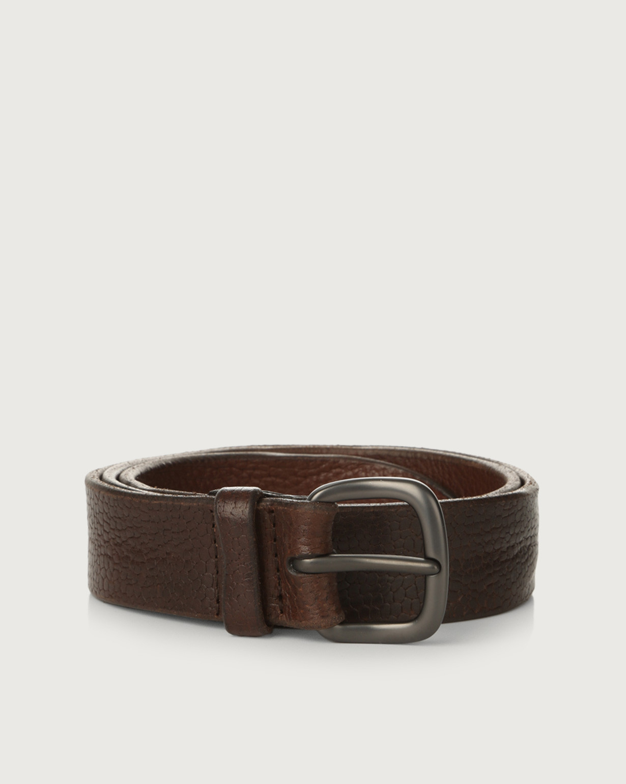 ORCIANI Grit leather belt. , color Chocolate