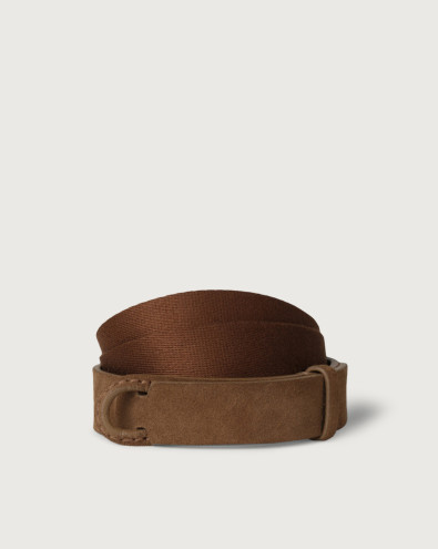 Suede and fabric Suede Nobuckle belt