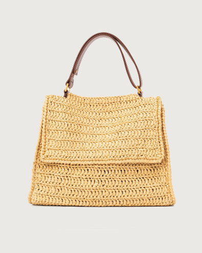 Sveva Ponza Midi hand-crocheted raffia shoulder bag
