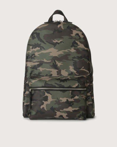 Camouflage leather backpack
