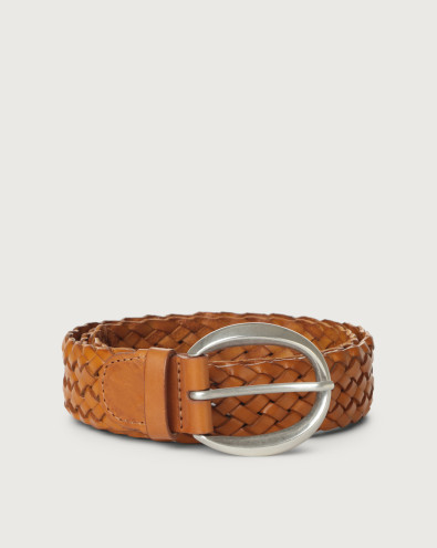 Masculine braided leather belt 3,5 cm