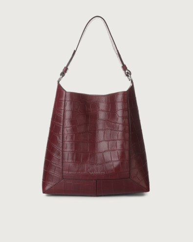 Frame Kenya croco-effect leather shoulder bag with strap