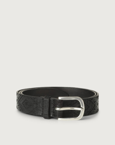 Walker geometric pattern leather belt