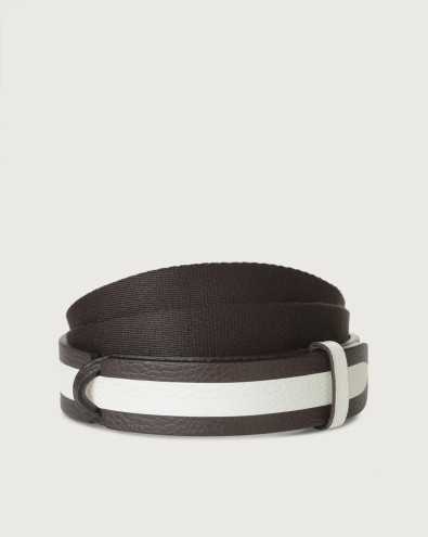 Micron Line leather and fabric Nobuckle belt