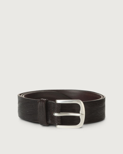 Lizard leather belt 3,5 cm