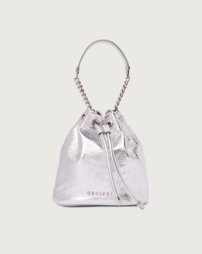 Nest Metal leather mini bucket bag with strap