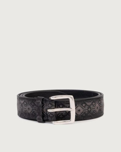 Bull Soapy engraved pattern leather belt 3,5 cm