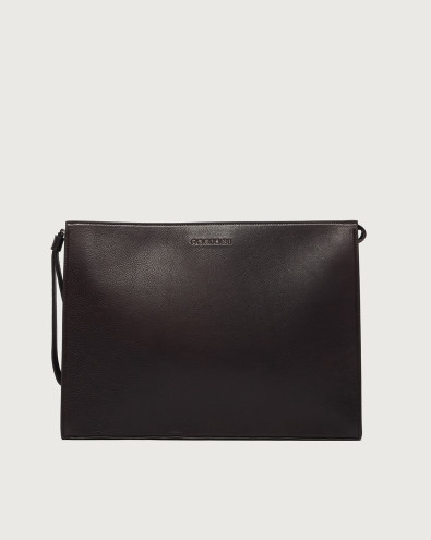 Lagoon leather Large Pochette with wristband