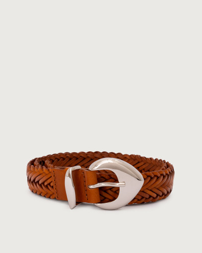 Masculine braided leather belt 3 cm