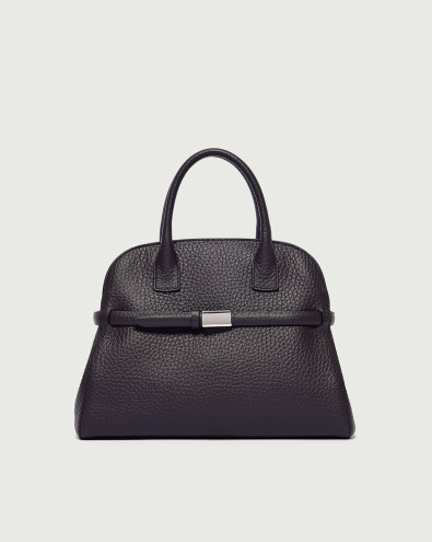 Aura Soft Midi grained leather handbag with strap