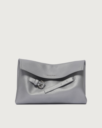 Venus Clutch Silver grained leather effect handbag