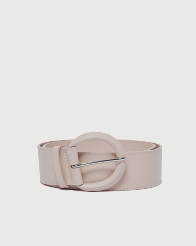 Nappa covered buckle leather belt 5 cm