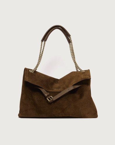 Venus Peach Midi suede leather shoulder bag