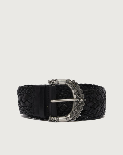 Masculine braided leather belt 5 cm