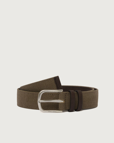 Safari fabric and leather belt 3,5 cm 