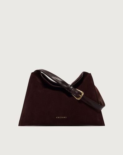 Trinity Peach Oro Midi suede shoulder bag