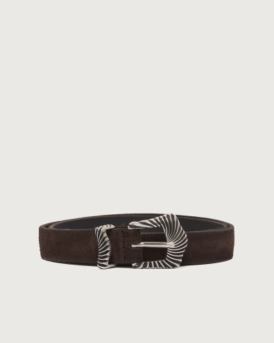 Grooved Buckle Hunting suede leather belt 2,5 cm