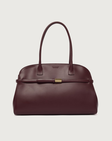 Aura Alba Large leather shoulder bag with strap