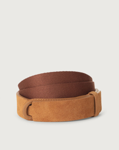 Suede and fabric Suede Nobuckle belt
