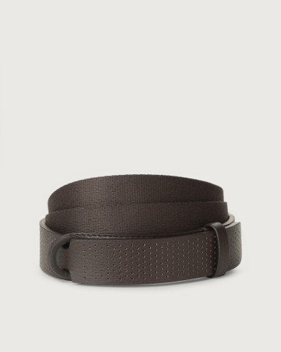 Micron perforated leather and fabric Nobuckle belt