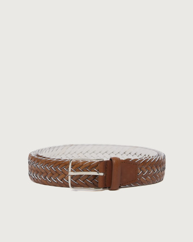 Braided leather belt 3,5 cm XU0100