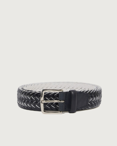 Braided leather belt 3,5 cm XU0105