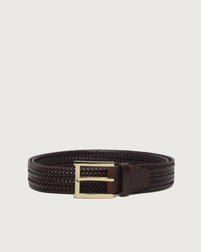 Braided leather belt 3 cm XU0141