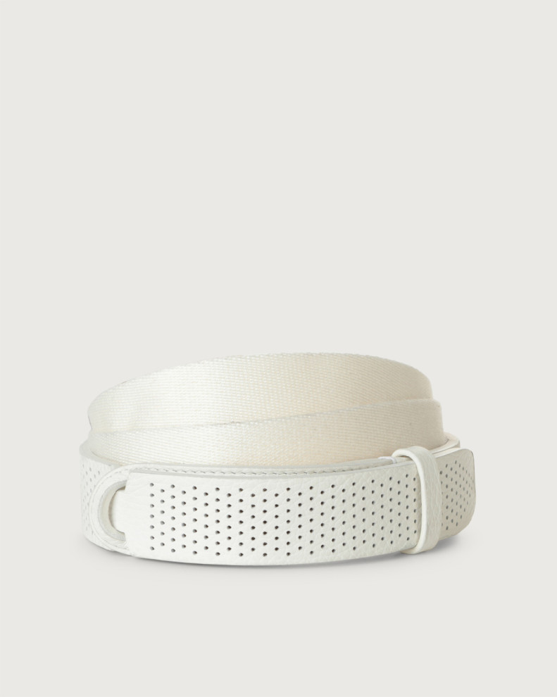 Micron perforated leather and fabric Nobuckle belt