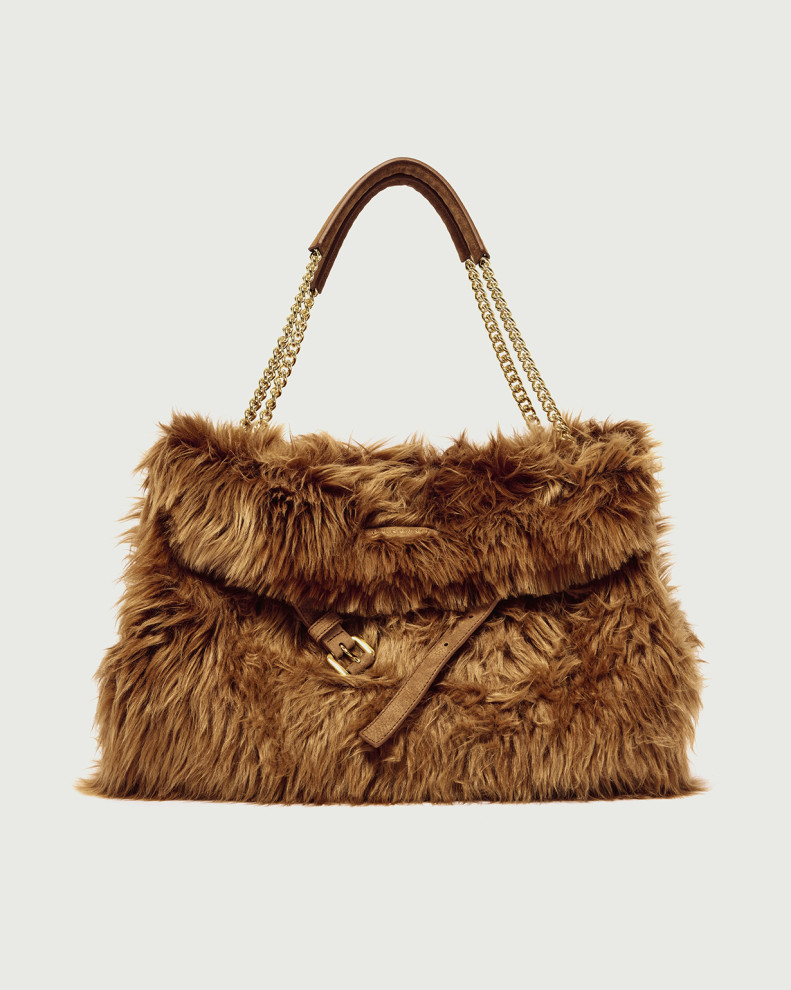 Venus Wolf Midi eco-fur shoulder bag