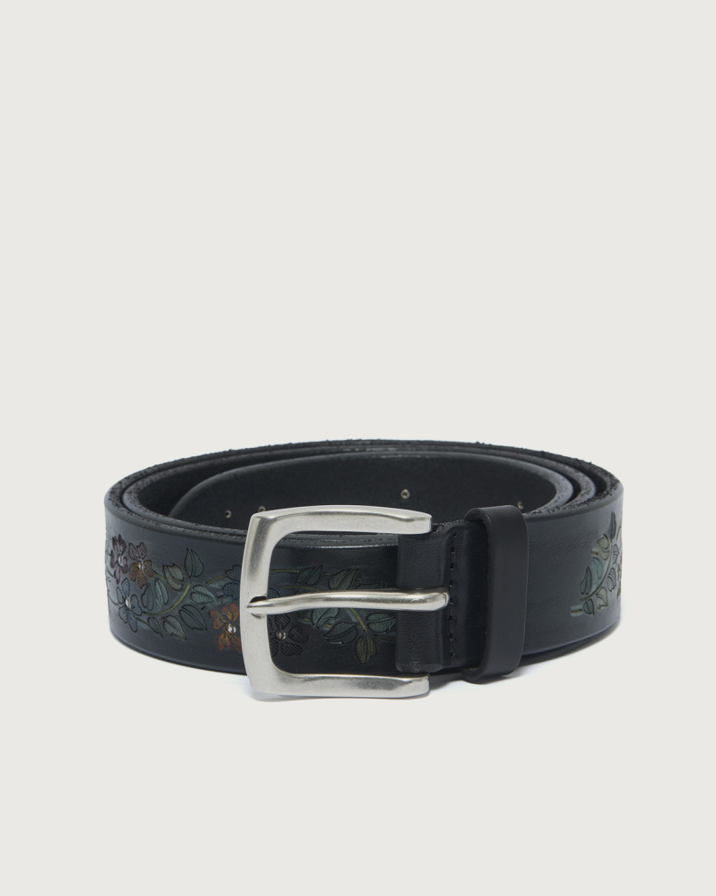 Bull Flower leather belt 3,5 cm