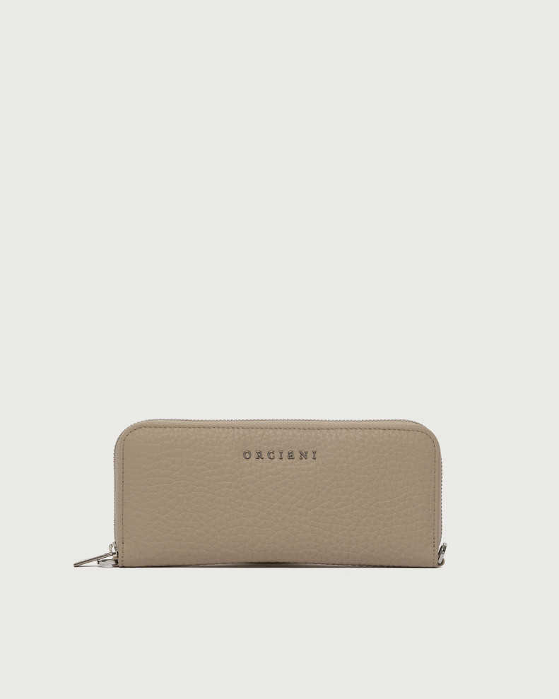 Zip Around Slim Soft leather wallet with cahin strap